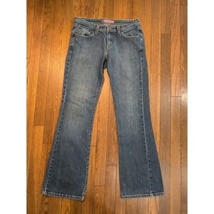 Levis 518 Superlow Bootcut Jeans Medium Wash Stretch Red Tab Size 7 31.5x32